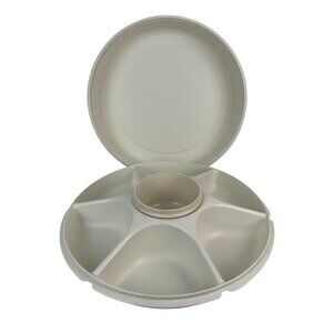 Tupperware Divided Vegetable Fruit Dip Serving Tray, Lid 1666-1, 1665-1, 1667-4